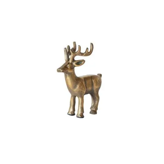Hello Honey® 10" Antique Gold Finish Cast Aluminum Reindeer Décor {1}