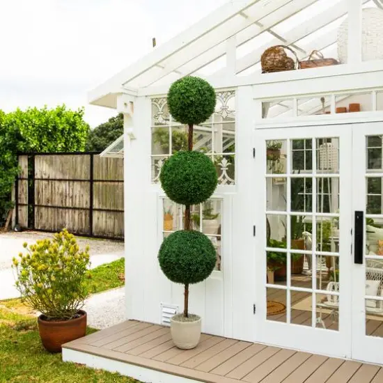 8ft. UV Resistant Artificial Triple Ball Boxwood Topiary Tree (Indoor/Outdoor) {8}