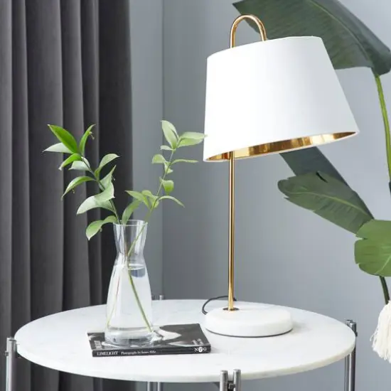 22" White Metal Modern Table Lamp {10}