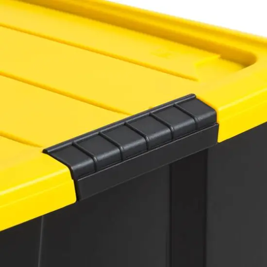 IRIS&reg; 60qt. Buckled Black Boxes with Yellow Buckle Lids, 6ct. {4}