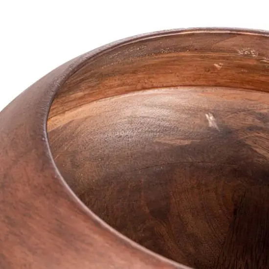 Hello Honey&reg; 9.2" Modern Round Wood Bowl Walnut Finish {8}