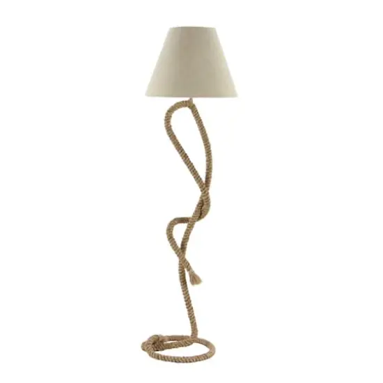 63" Brown Jute Rope & Iron Rustic Floor Lamp {3}