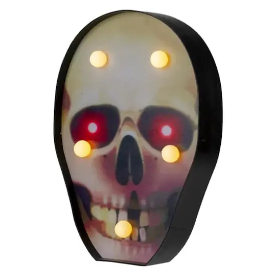 7" Lighted Black & Red Skull Halloween Decoration {5}