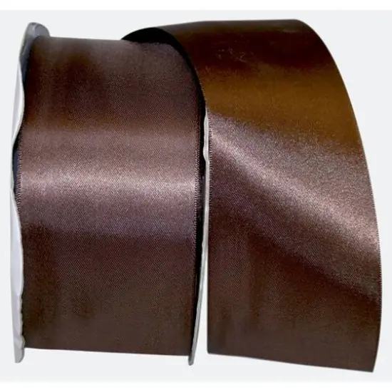 JAM Paper 2.5'' x 50yd. Double Face Satin Ribbon Brown {1}
