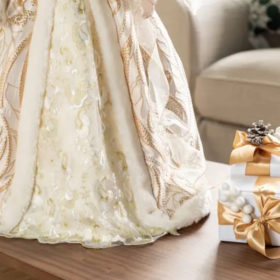 Glitzhome&reg; 24"H Faux Fur & PVC Christmas Elegant Angel Tree Topper with Porcelain Face {6}