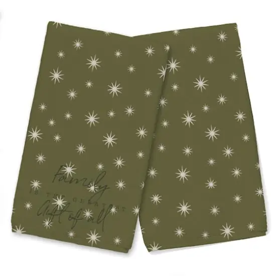 Family Greatest Gift Green Twinkle Tea Towel - Set of 2 {1}
