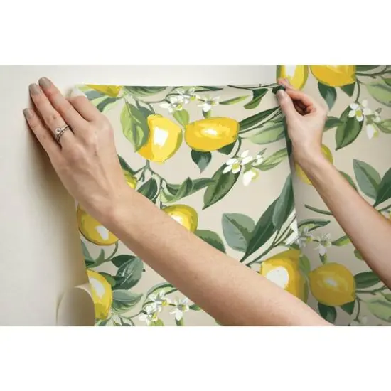 RoomMates Lemon Zest Peel & Stick Wallpaper Yellow/Beige {11}
