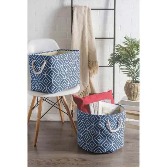 DII&reg; Large Round Stained Glass Polyester Bin Navy {4}