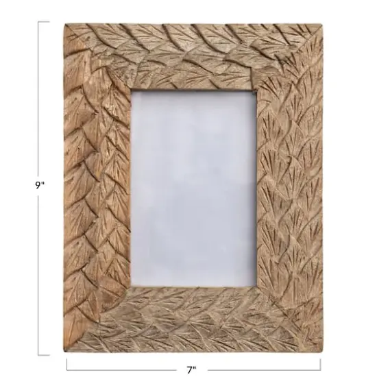 Hello Honey® Natural Boho Wood with Carved Feather Design 4" x 6" Photo Frame {3}