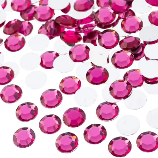 John Bead Acrylic Round Flat Back Rhinestones, 10mm Fuchsia {1}