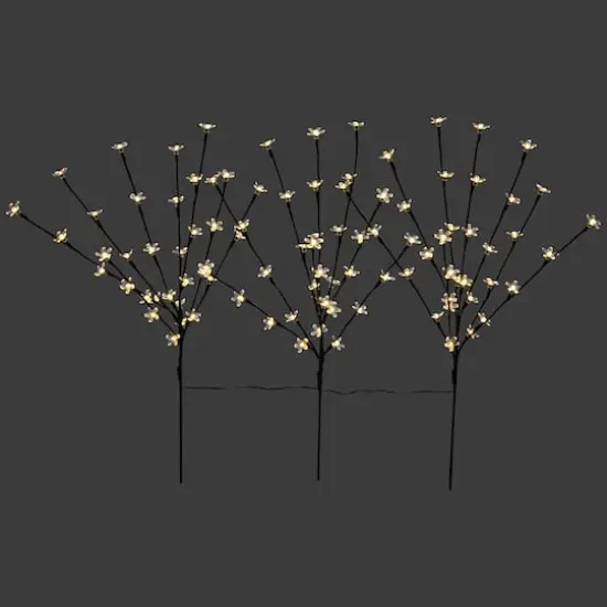 Set of 3 Pre-Lit Cherry Blossom Artificial Tree Branches 2.5' - Warm White LED Lights {1}
