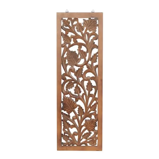 Brown Traditional Floral Mango Wood Wall D&eacute;cor {1}