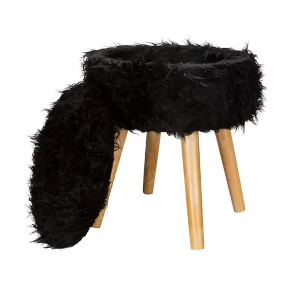 Organize It All Black Faux Fur Storage Ottoman {6}