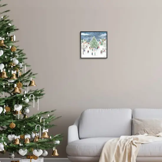Stupell Industries Town Christmas Tree Celebration Framed Giclee Art Black {3}