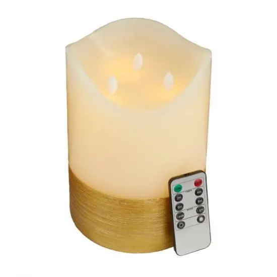 Cream & Gold Traditional Flameless Candle {1}
