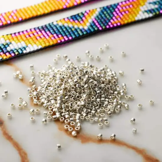 Miyuki Delica Glass Round Seed Beads, 11/0 Silver Galvanized {3}