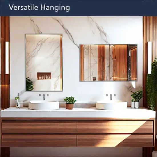 Head West Brushed Nickel 22" x 34" Float Framed Accent Mirror {6}