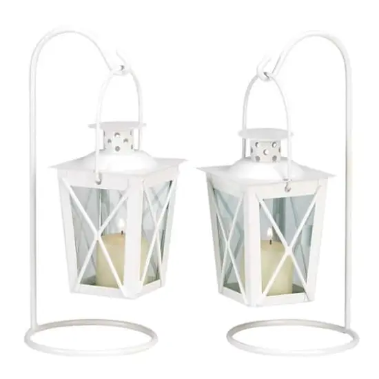9" White Railroad Candle Lanterns {1}