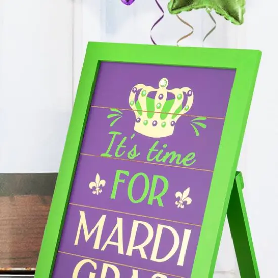 Glitzhome&reg; 24" Mardi Gras Wooden Standing Easel Sign Decor or Hanging Decor {5}