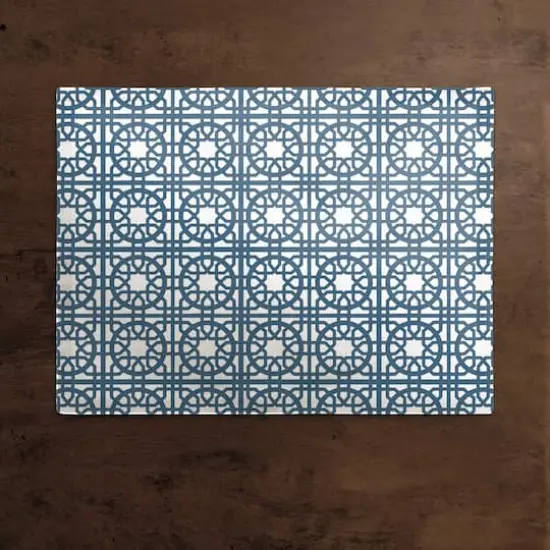 Blue Geo Tile 18" x 14" Cotton Twill Placemat {3}