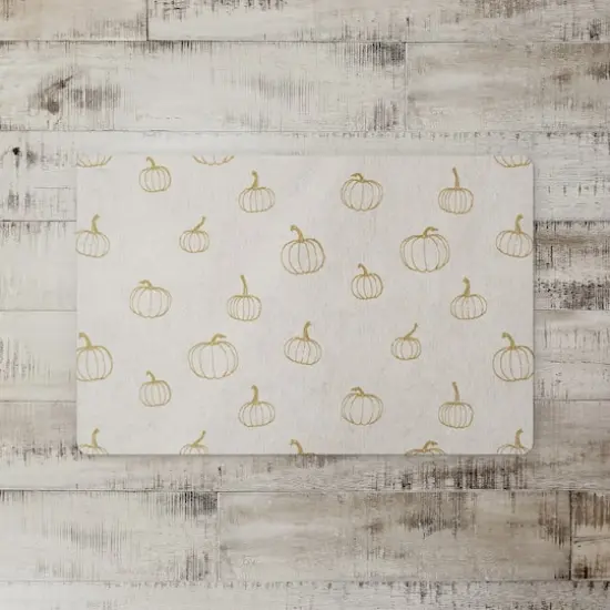 Mustard Yellow Mini Pumpkin Pattern Floor Mat {3}