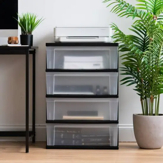 IRIS&reg; 30.5" Black & Clear 4-Drawer Chest {8}