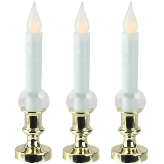 8.5" White LED Flickering Candle Lamps, 3ct. {1}