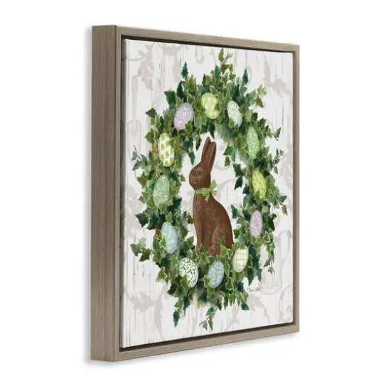Stupell Industries Spring Easter Egg Wreath Floater Framed Art Brown {4}