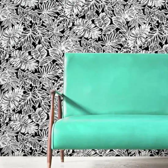 RoomMates Batik Tropical Leaf Peel & Stick Wallpaper Black {7}