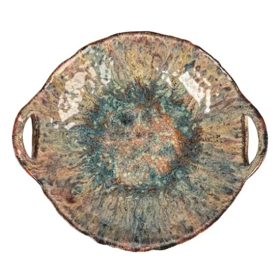 Hello Honey&reg; 10.75" Multicolor Round Stoneware Bowl with Handles {8}