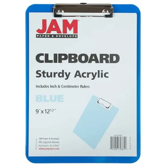 JAM Paper Letter Size Plastic Clipboard Blue {4}