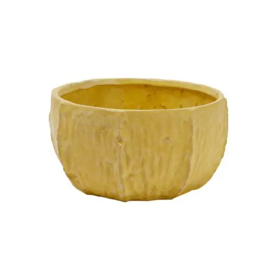 Hello Honey&reg; 9" Yellow Stoneware Planter with Organically Shaped Detail {1}