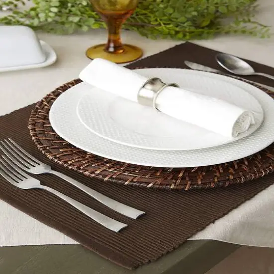 DII&reg; Ribbed Cotton Placemats, 6ct. Dark Brown {5}