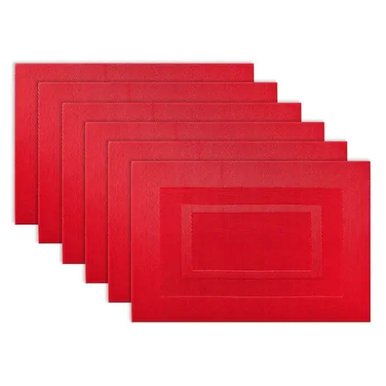DII&reg; Vinyl Doubleframe Placemats, 6ct. Tango Red {1}