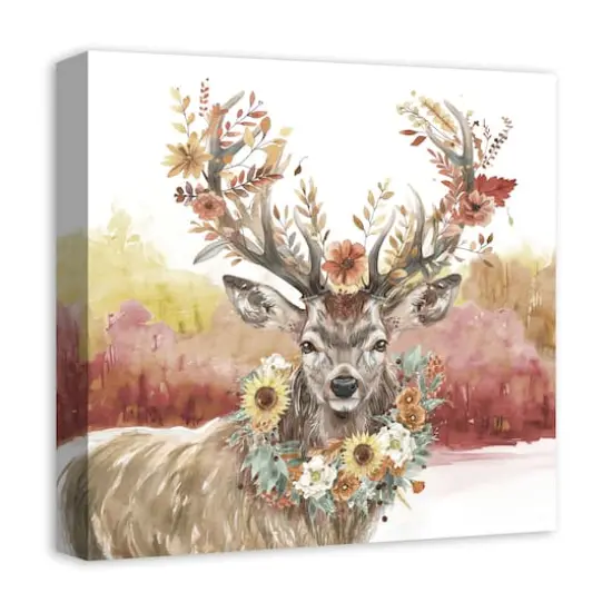 Ornate Autumn Deer 16" x 16" Canvas Wall Art {3}