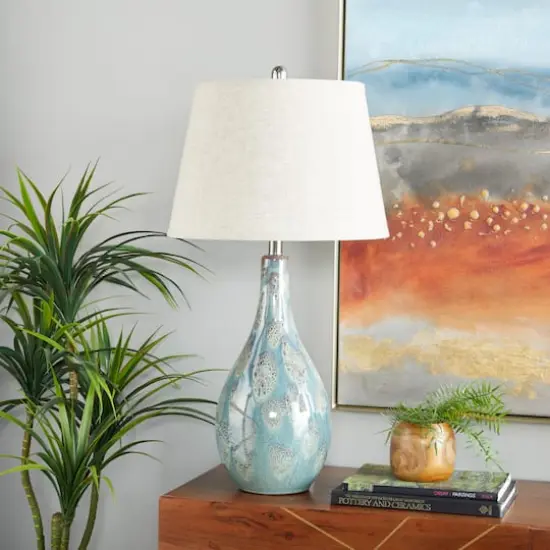 32" Turquoise Ceramic Coastal Table Lamp, 2ct. {11}