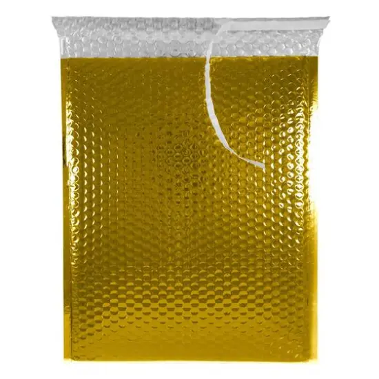 JAM Paper 12" x 15.5" Bubble Padded Mailers with Self Adhesive Closure, 12ct. Gold Metallic {4}