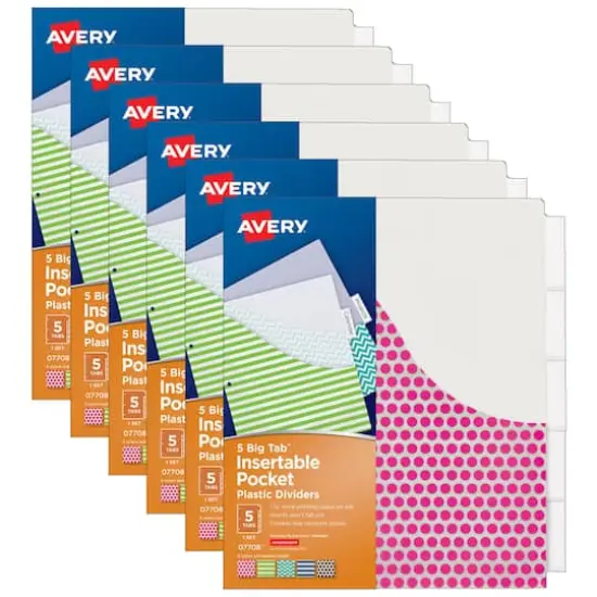 Avery&reg; Big Tab&trade; Insertable Plastic Dividers with Pockets, 6 Packs of 5 {1}