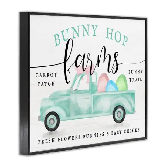 Stupell Industries Bunny Hop Farms Sign Easter Egg Green Truck Framed Giclee Art Black {4}