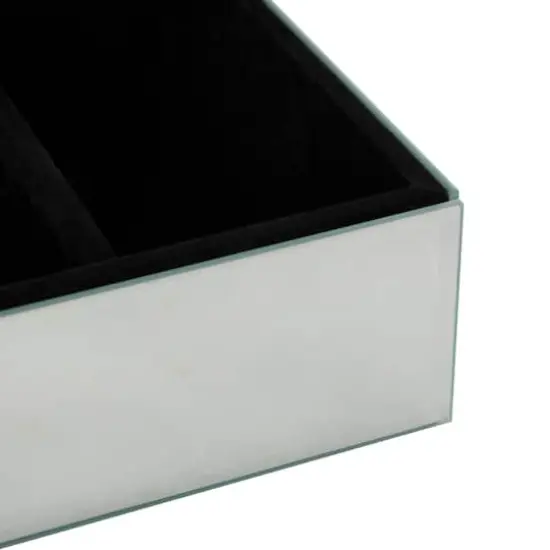 9.75" x 7" x 4.75" Silver Glass Mirrored Decorative Jewelry Box with Pink Bubble Textured Balls {7}