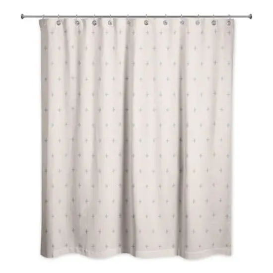 Plus Shower Curtain Blue on Blush {3}