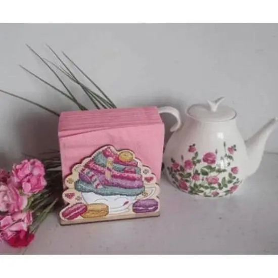 MP Studia Napkin Holder Cake Cross Stitch on Wood Kit {7}