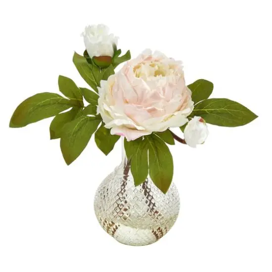 11'' Pink Peony Arrangement in Vase {1}