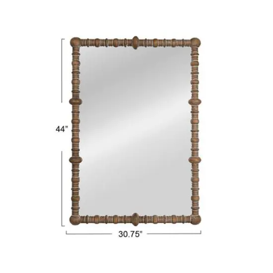Hello Honey 30" x 43.25"Distressed Pine Wood Beaded Dowel Wall Mirror {7}