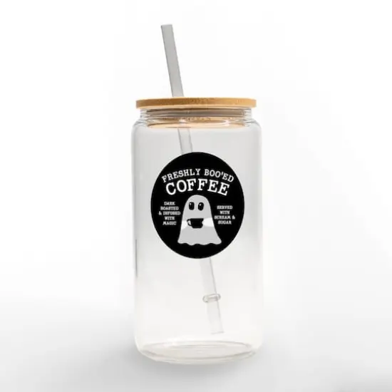 Freshly Boo'ed Coffee 16oz. Glass Can Cup {1}