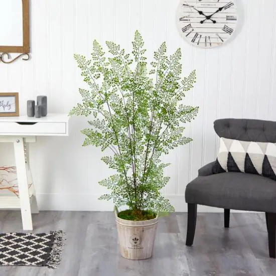 5.5ft. Ruffle Fern Artificial Tree in Farmhouse Planter {4}