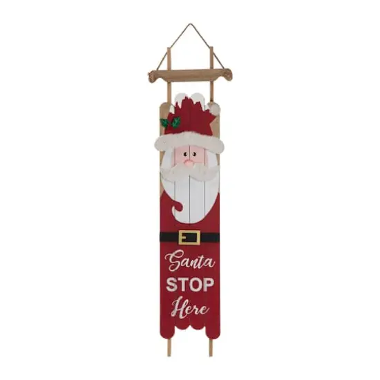 Glitzhome&reg; 42"&nbsp;Wooden Sleigh Santa Porch Sign {1}