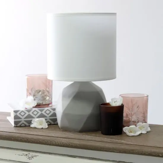 Simple Designs 10.6" Geometric Concrete Lamp White {5}