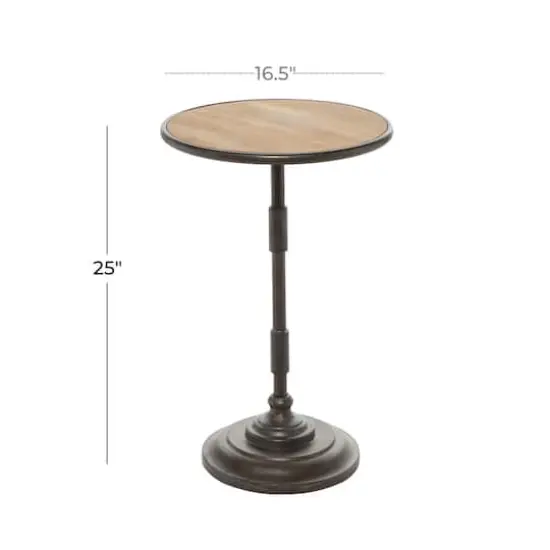 25" Gray Industrial Wood Accent Table {6}