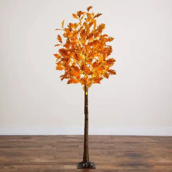 6ft. Pre-Lit Burnt Orange Autumn Maple Artificial Fall Tree with 300 Warm White LED Lights {9}